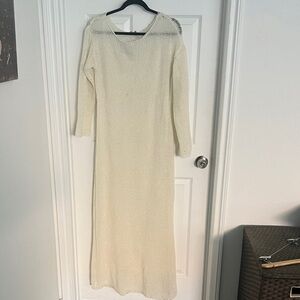 Fashion Nova Cream Maxi Knit Dress